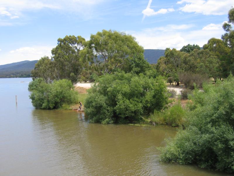 Mansfield - Lake Nillahcootie, Midland Highway, 25 km north of Mansfield: View south along lake from dam wall