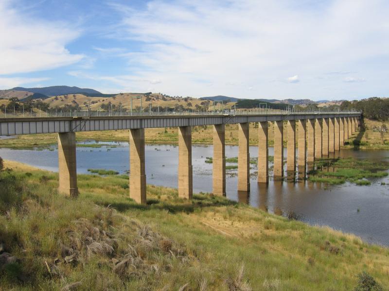 Mansfield - Brankeet Arm, Lake Eildon, Maroondah Highway, near Bonnie Doon: View east along Bonnie Doon railway bridge, now a walking and bike track