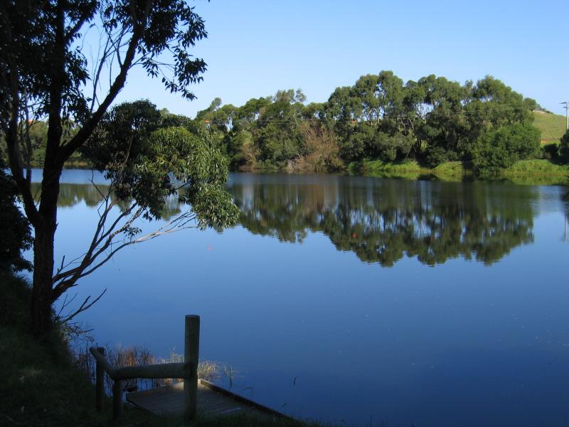 Marlo - Marlo Road between Orbost and Marlo: View of Snowy River at fishing platform, 10 km south of Orbost