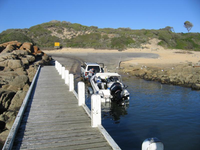Marlo - West Cape at Cape Conran: View from jetty back to coast