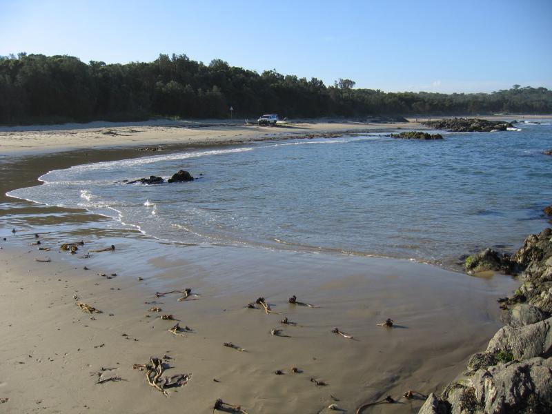Marlo - East Cape at Cape Conran: View east along beach at East Cape