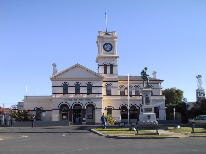 Maryborough - Commercial centre and shops: Maryborough Post Office, Clarendon St at Nolan St
