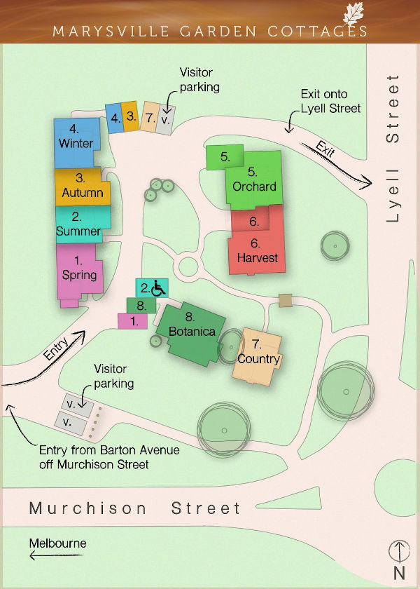 Marysville Garden Cottages - Property map