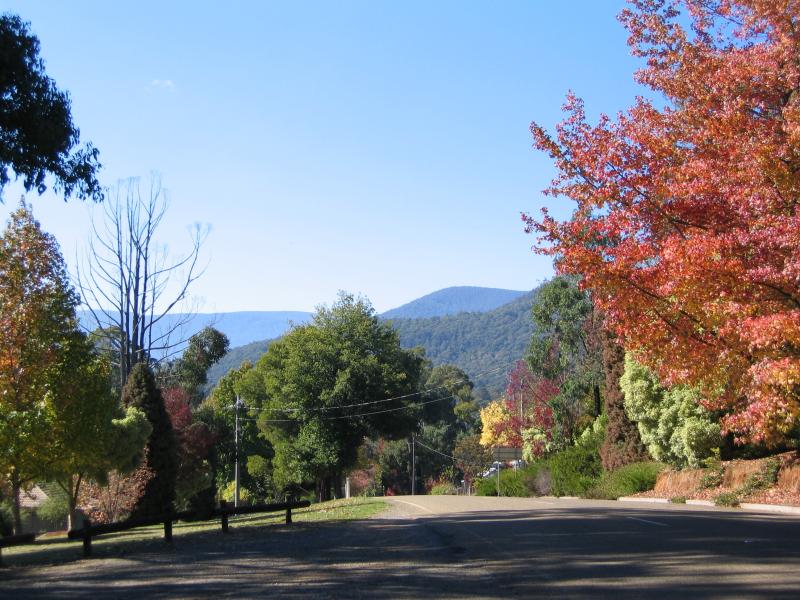 Marysville - (before the fires) Around Marysville: View east along Murchison St near Old Melbourne Rd