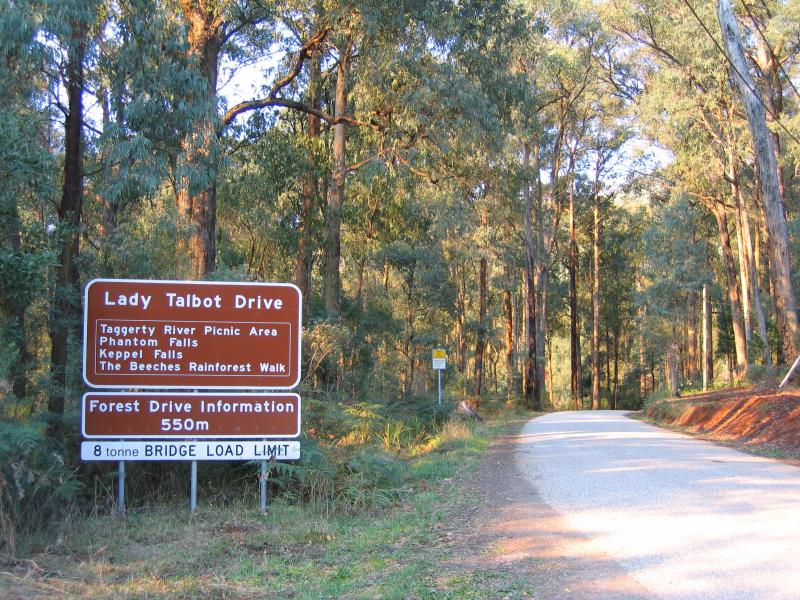 Marysville - Lady Talbot Drive: View along Lady Talbot Drive at Woods Point Rd