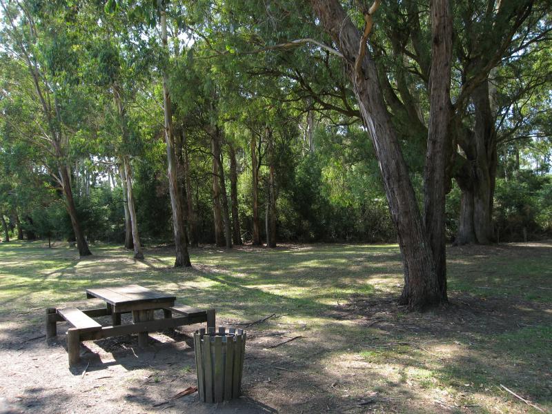 Marysville - Town of Buxton: Picnic area at park beside Steavenson River