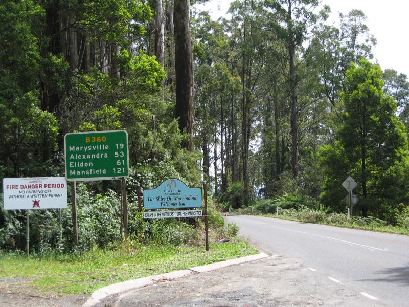Marysville - Maroondah Highway south of Narbethong: View north along Maroondah Hwy just north of Dom Dom Picnic Ground