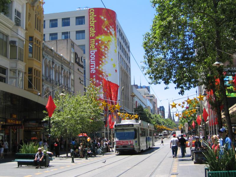 Melbourne CBD - Bourke Street Mall: View east