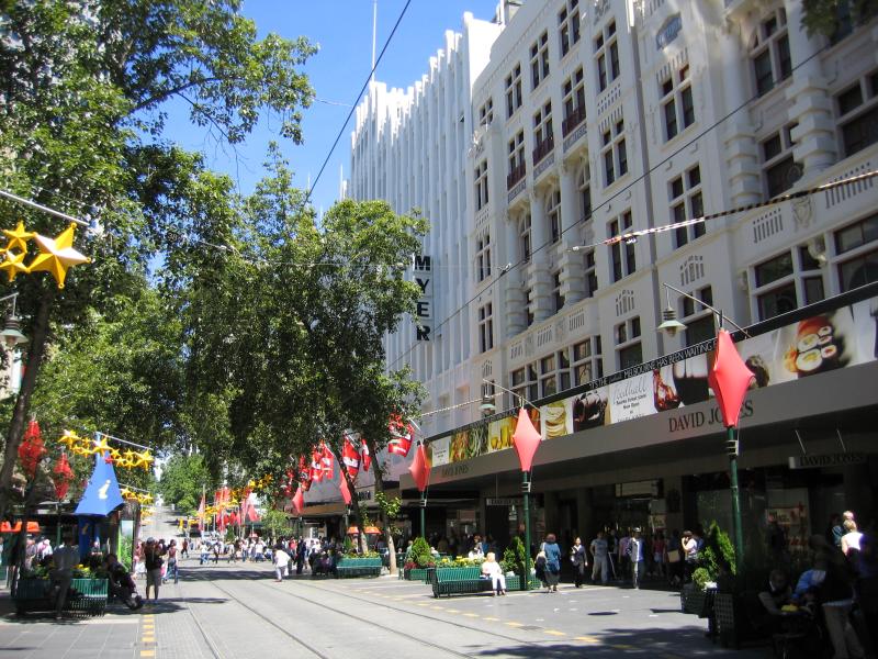 Melbourne CBD - Bourke Street Mall: Myer and David Jones department stores