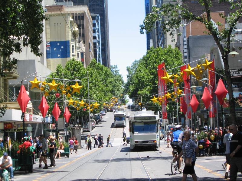 Melbourne CBD - Bourke Street Mall: View west towards Swanston St