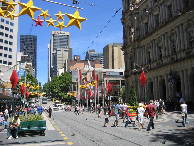 Melbourne CBD - Bourke Street Mall: View west towards Elizabeth St