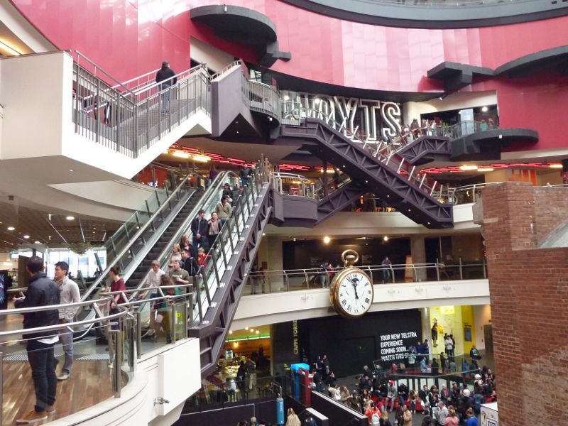 Melbourne CBD - Melbourne Central Shopping Centre and neighbouring department stores: Clock at Shot Tower Square