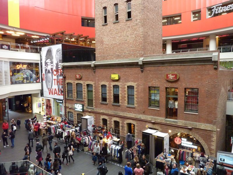 Melbourne CBD - Melbourne Central Shopping Centre and neighbouring department stores: Shops at base of shot tower