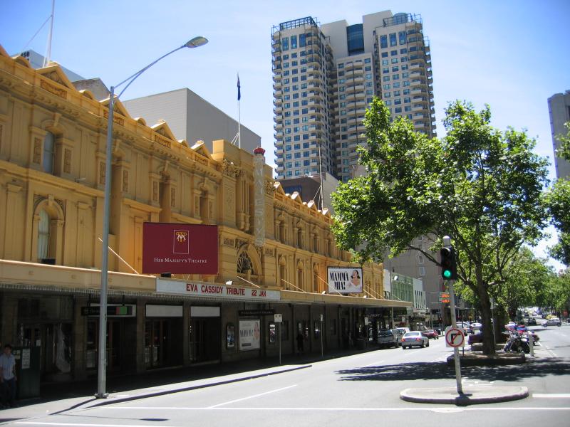 Melbourne CBD - Around the central business district of Melbourne: Her Majesty's Theatre, corner Exhibition St and Little Bourke St