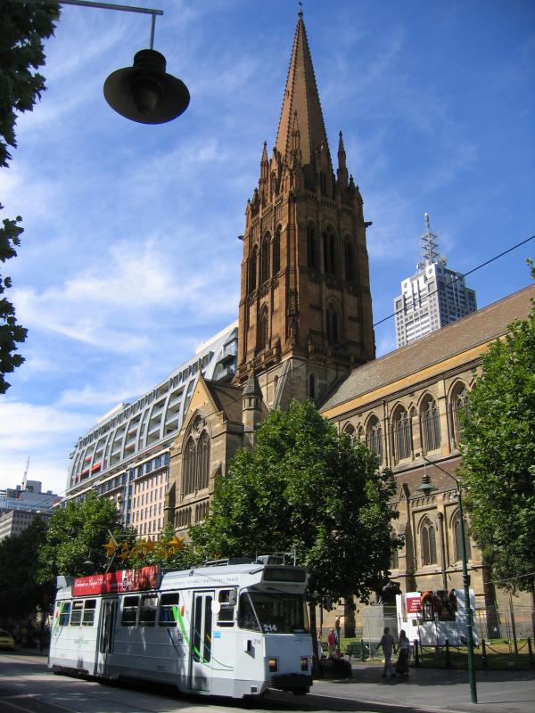 Melbourne CBD - Swanston Street: View north along Swanston St at St Pauls Cathedral