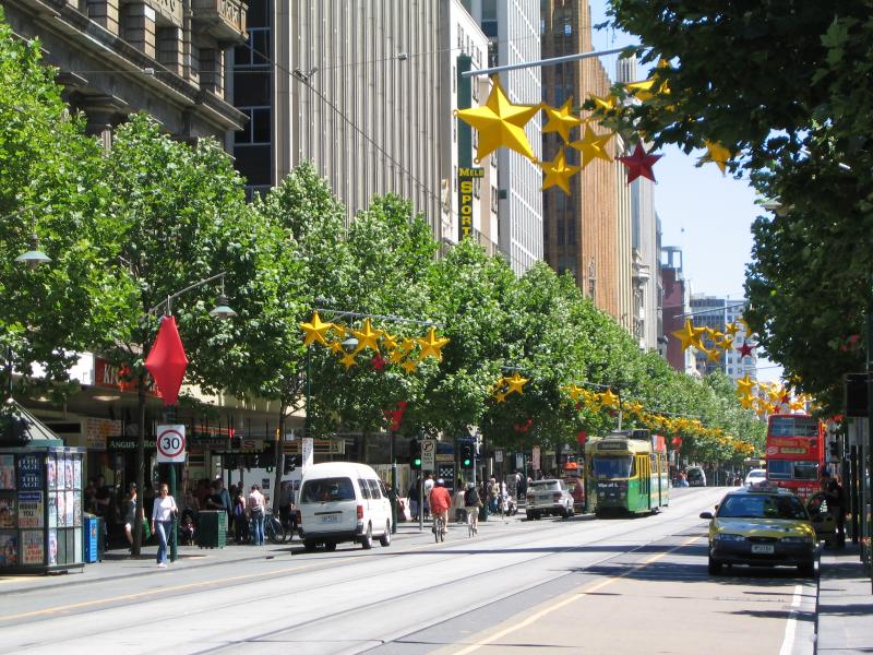 Melbourne CBD - Swanston Street: View north along Swanston St towards Flinders Lane