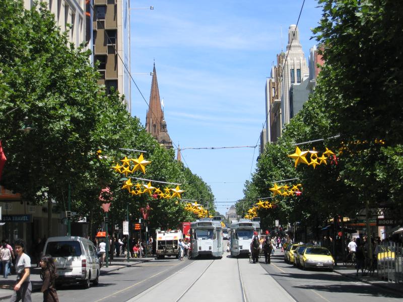 Melbourne CBD - Swanston Street: View south along Swanston St at Little Bourke St