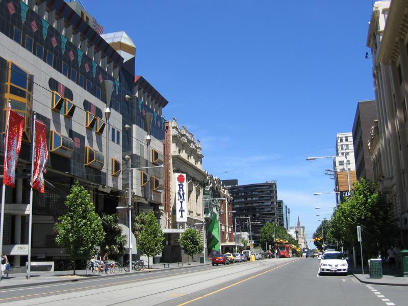 Melbourne CBD - Swanston Street: View south along Swanston St at A'Beckett St towards RMIT University