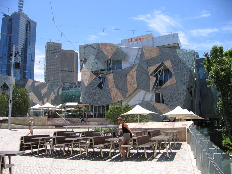 Melbourne CBD - Federation Square: View from Transport Hotel towards Yarra Building