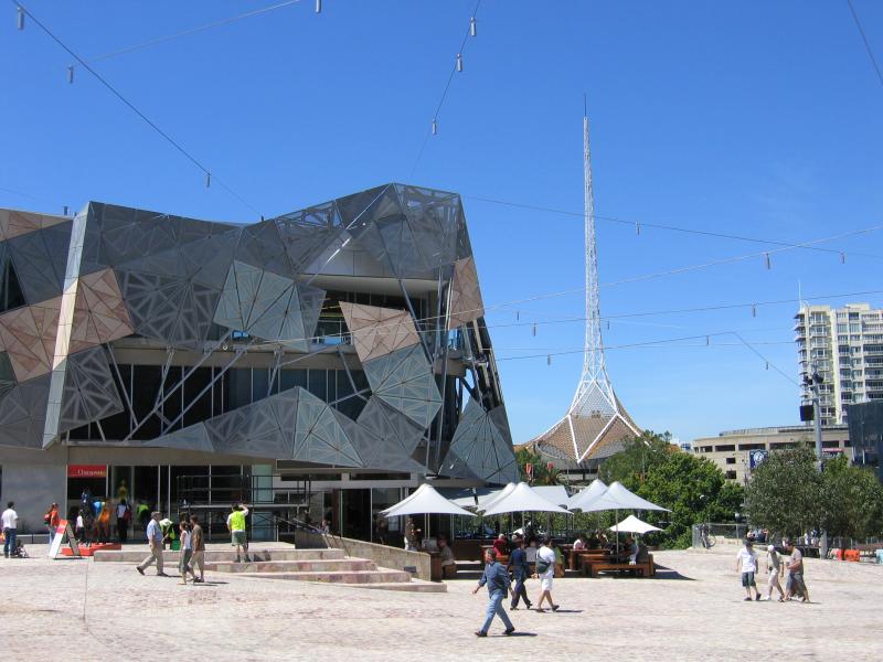 Melbourne CBD - Federation Square: View across The Square at Yarra Building towards Arts Centre