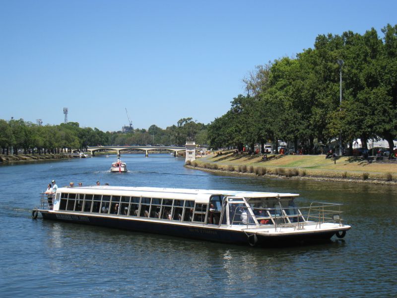 Melbourne CBD - Birrarung Marr and Yarra River: View south-east along Yarra River towards Swan Street Bridge