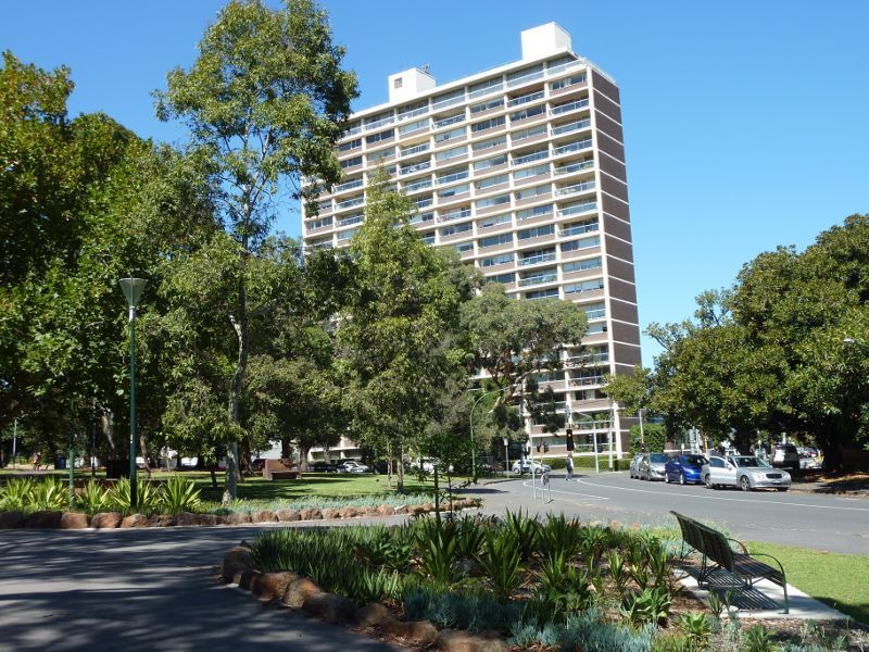 Melbourne CBD - Kings Domain: View south-east along Birdwood Av at Tan Track towards Domain Rd