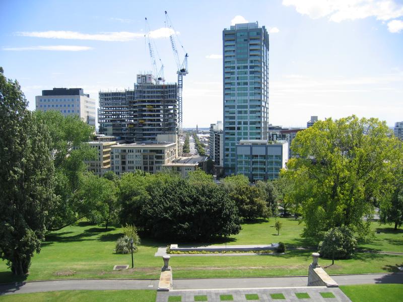 Melbourne CBD - Shrine of Remembrance, St Kilda Road: View from Shrine balcony west towards South Melbourne