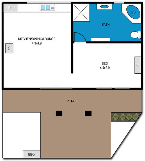 Clovelly Cottage - Floor plan