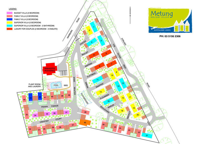 Metung Holiday Villas - Site map