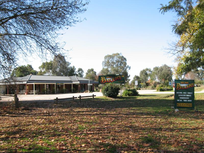 Milawa - Commercial centre and shops, Snow Road at Bobinawarrah Road: Milawa Bakery, Snow Rd east of Bobinawarrah Rd