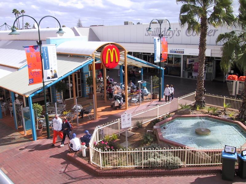 Mildura - Commercial centre and shops around Langtree Avenue - View down to McDonalds, Langtree Mall at 8th St