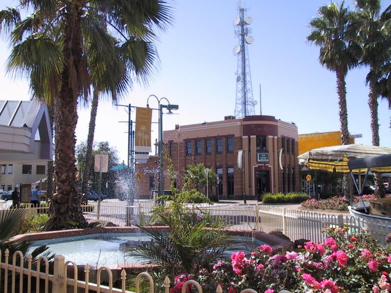 Mildura - Commercial centre and shops around Langtree Avenue - Fountain in front of McDonalds, Langtree Mall at 8th St