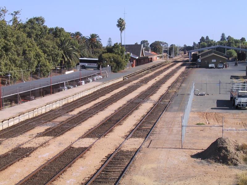 Mildura - Around Mildura: View along railway line towards Mildura station