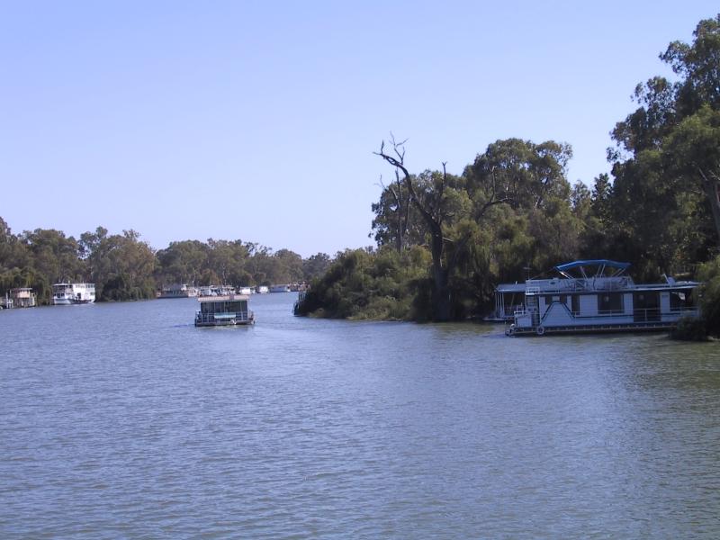 Mildura - Murray River in town: Boats on the Murray River