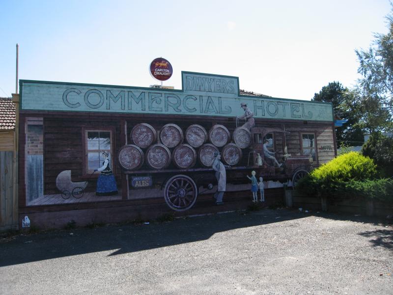 Mirboo North - Commercial centre and shops, Ridgway - Mural on wall of Commercial Hotel