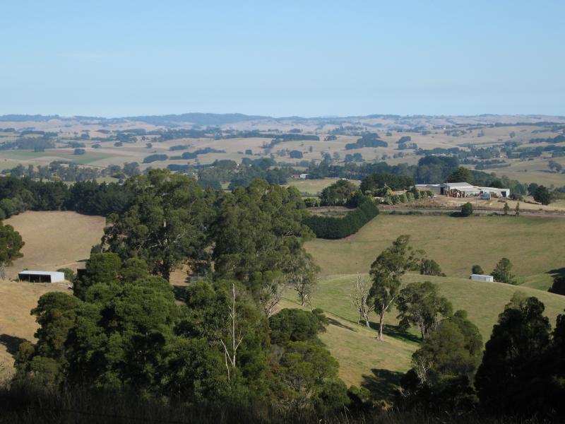 Mirboo North - Dickies Hill Reserve, Dickies Hill Road - View south from entrance to reserve