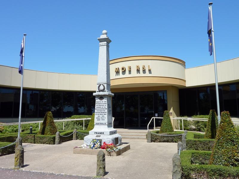 Moe - Shops and commercial Centre, Moore Street, George Street and Albert Street: Entrance to Moe RSL, Albert St between Moore St and Kirk St
