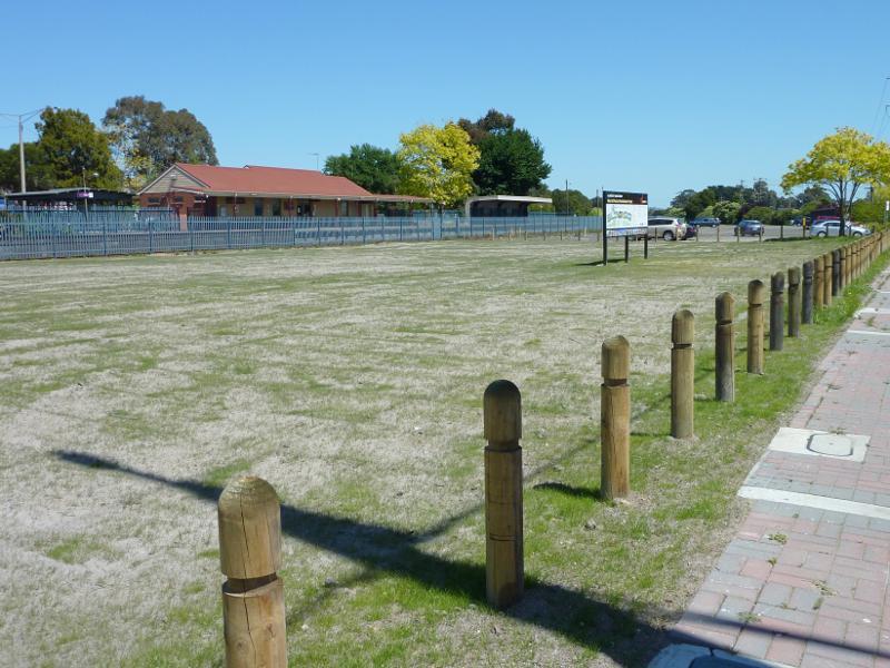 Moe - Moe railway station and surroundings: View west along Moore St opposite station (redevelopment area)
