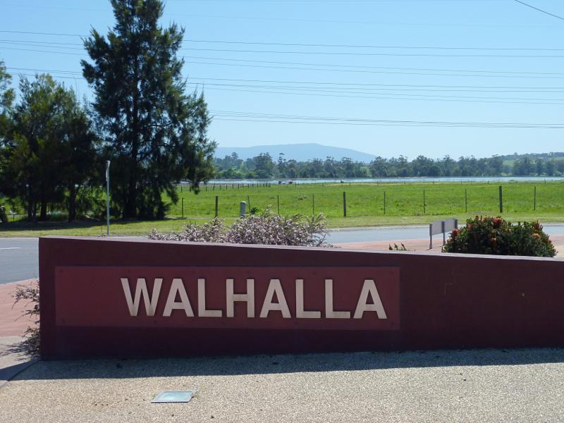 Moe - Around Moe: Walhalla sign, Walhalla Rd at Moore St, view north towards sewage treatment works