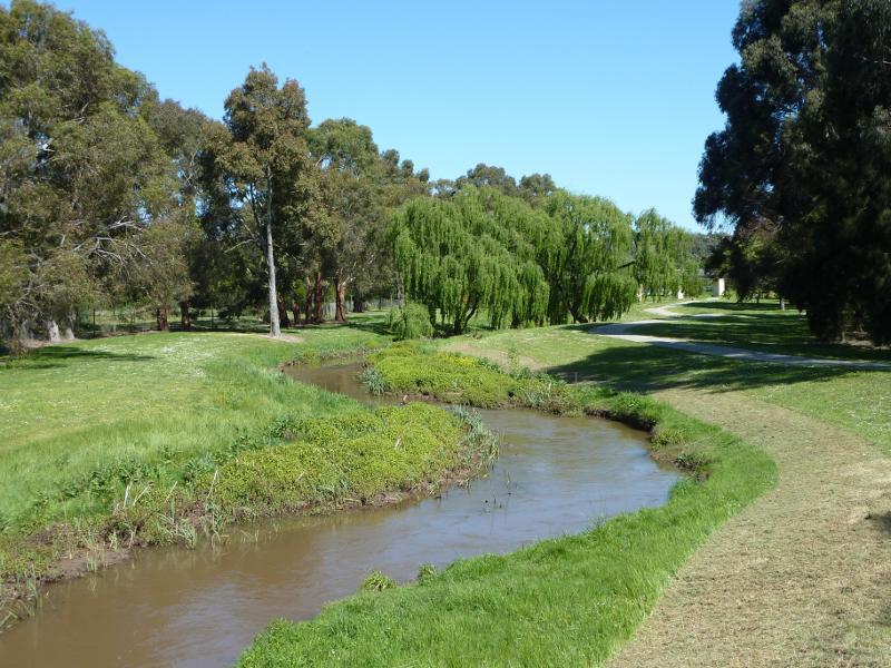 Moe - Moe Botanic Gardens along Narracan Creek: View south along Narracan Creek near Haigh St