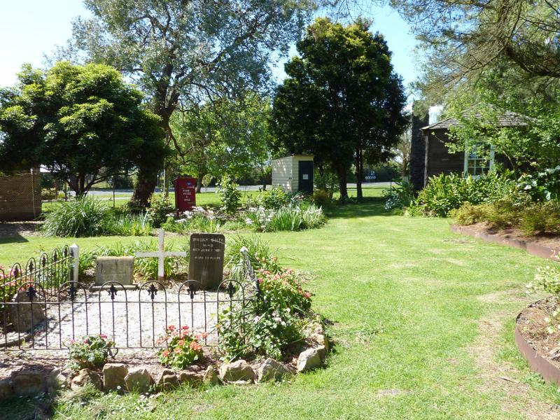 Moe - Gippsland Heritage Park, Lloyd Street: Garden and graves behind Holy Trinity Anglican church