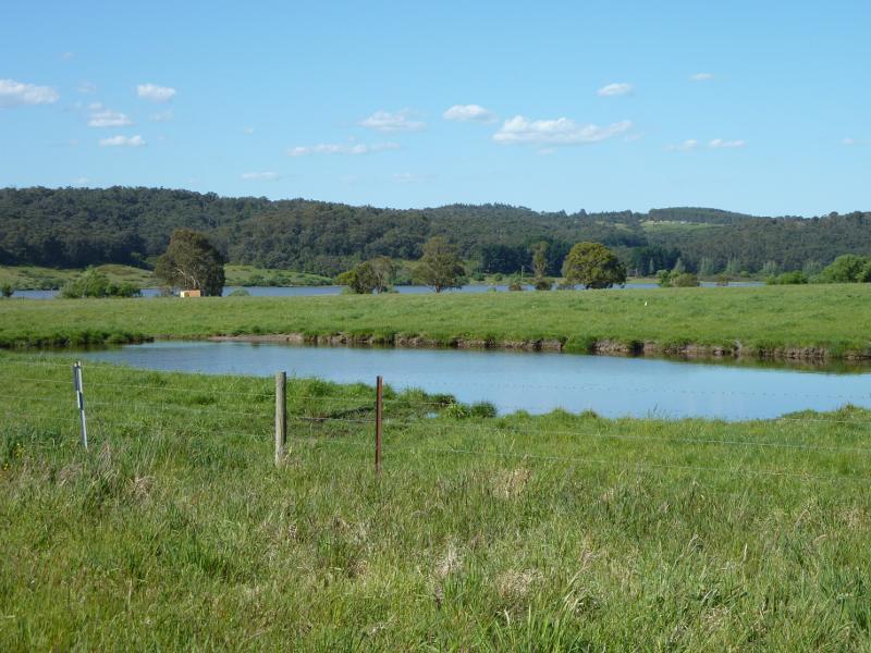 Moe - South side of Lake Narracan along Hayes Road: North-easterly view over dam towards Lake Narracan
