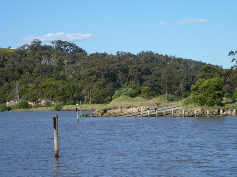 Moe - Turras Beach, west end of South Shore Road at Lake Narracan: View towards boat ramp from jetty