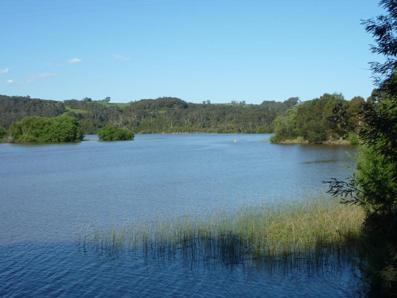 Moe - South side of Lake Narracan along South Shore Road east of Sullivans Rd: Easterly view along lake