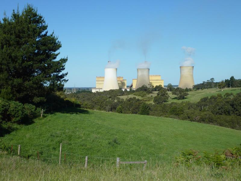 Moe - Moe-Glengarry Road, Yallourn: Easterly view towards Yallourn Power Station