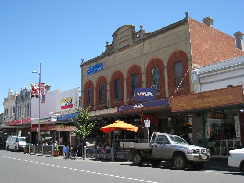 Moonee Ponds - Shops and commercial centre, Puckle Street and adjoining streets: View west along Puckle St between Mt Alexander Rd and Pratt St