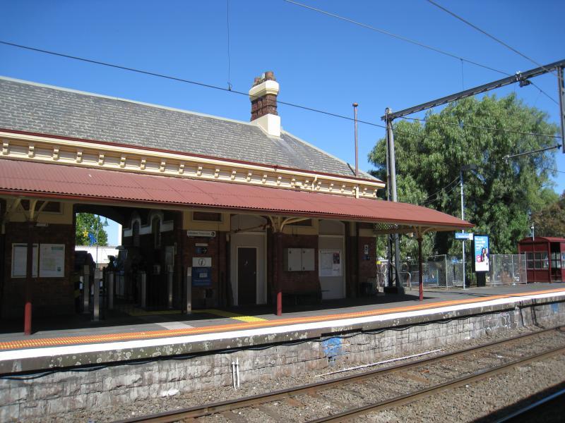 Moonee Ponds - Shops and commercial centre, Puckle Street and adjoining streets - Platform at Moonee Ponds railway station