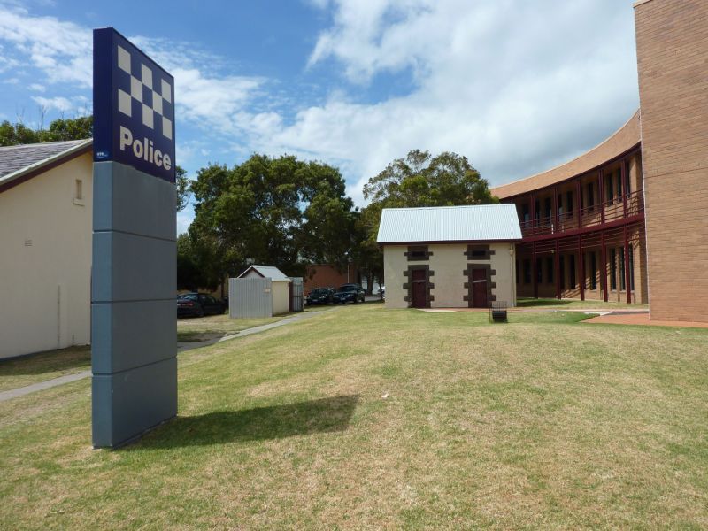Mornington - Public buildings in Main Street near Esplanade: Old police lock-up behind current police station, Main St near Esplanade