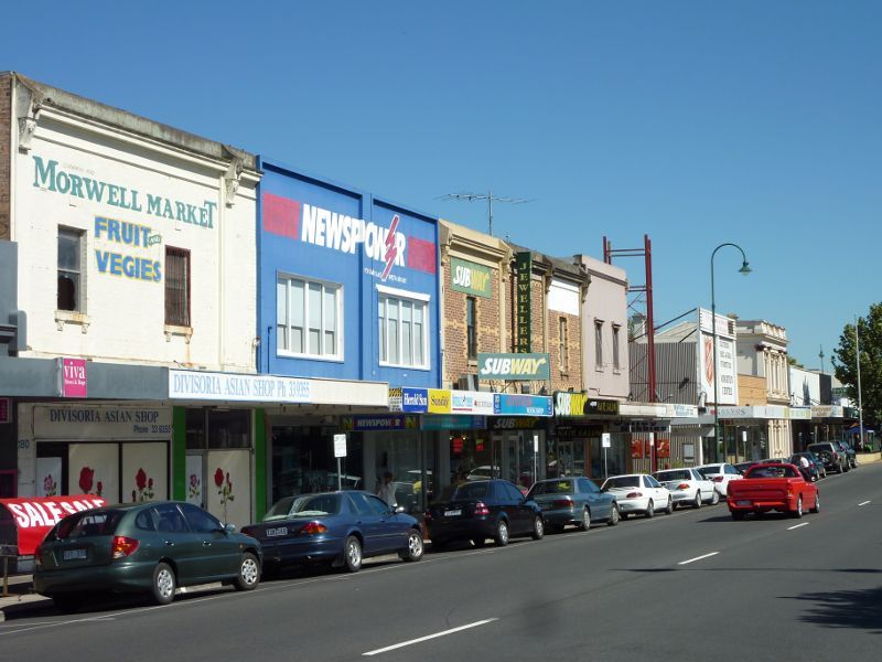 Morwell - Shops and commercial centre, Commercial Road, Tarwin Street and George Street - Southern side of Commercial Rd between Hazelwood Rd and Tarwin St