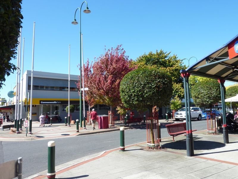 Morwell - Shops and commercial centre, Commercial Road, Tarwin Street and George Street - View east across Tarwin St at Commercial Rd